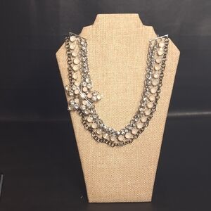 Simply‎ Vera Wang Silver Tone/Gunmetal Acrylic Rhinestones Strand Necklace